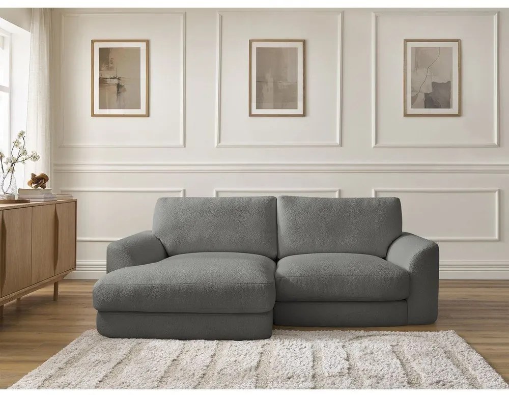 Тъмносив ъглов диван от букле (ляв ъгъл) Leonore – Bobochic Paris