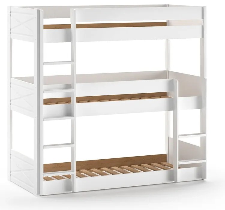 Бяло триетажно легло от борова дървесина 90x200 cm Scott - Vipack