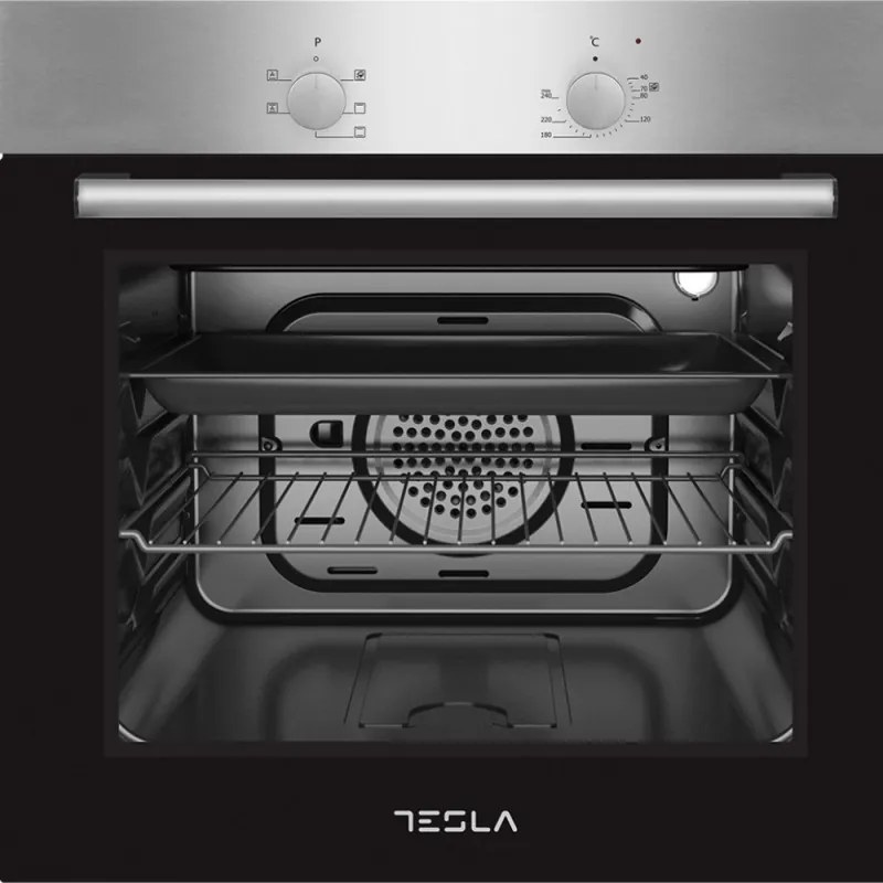Фурна за вграждане Tesla BO300SX, 2300 W, 56 литра, 5 програми, Вентилатор, Клас А, Инокс/Черен