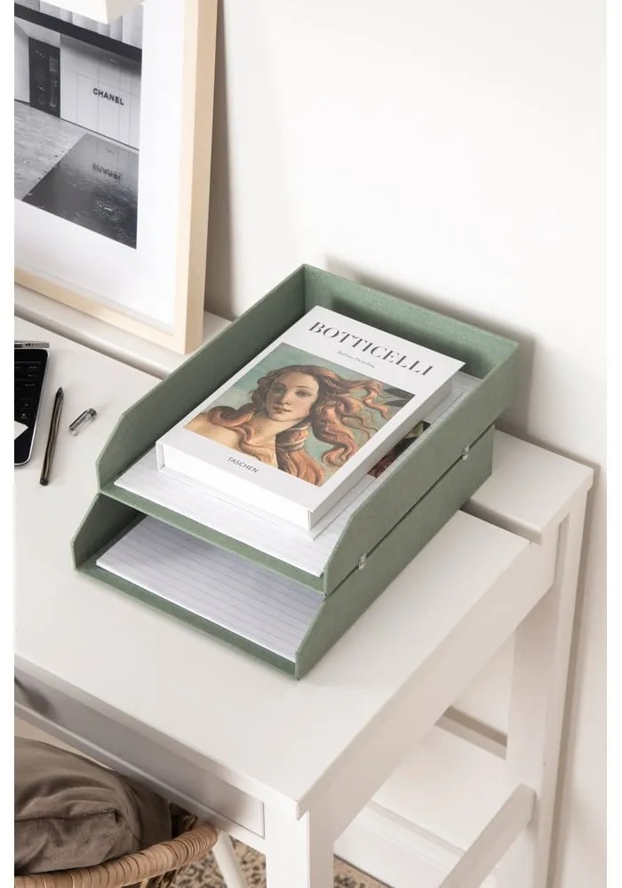 Зелени картонени органайзери в комплект 5 бр. за докумнети Holger Canvas Paper Laminate – Bigso