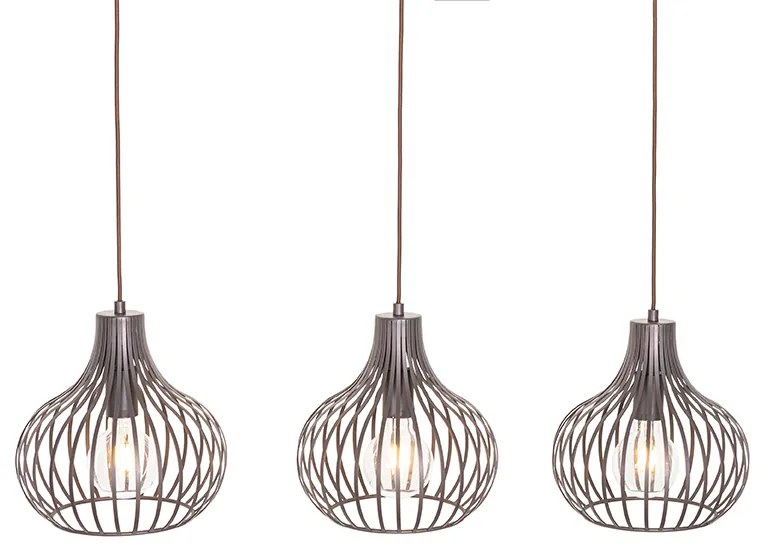 Модерно висящо осветително тяло кафяво овално 3-светлина - Saffira