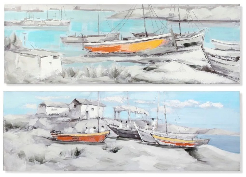 Картина DKD Home Decor Port 150 x 3 x 50 cm Barco Средиземноморско (2 броя)