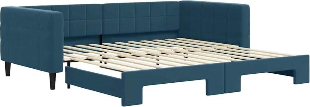 3196697 vidaXL Канапе с изтеглящо разтегателно легло синьо 90x200 см кадифе