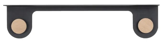 Стенен рафт от черна стомана с детайли от дъбово дърво с 2 куки , дължина 60 см Hook - Gazzda