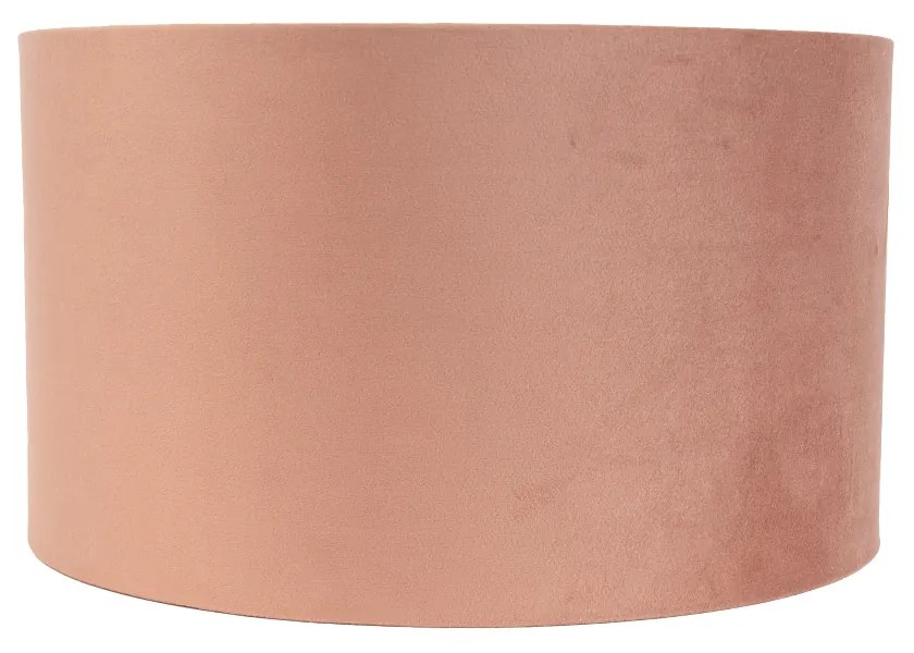 Кадифен абажур розов 35/35/20 със златист интериор