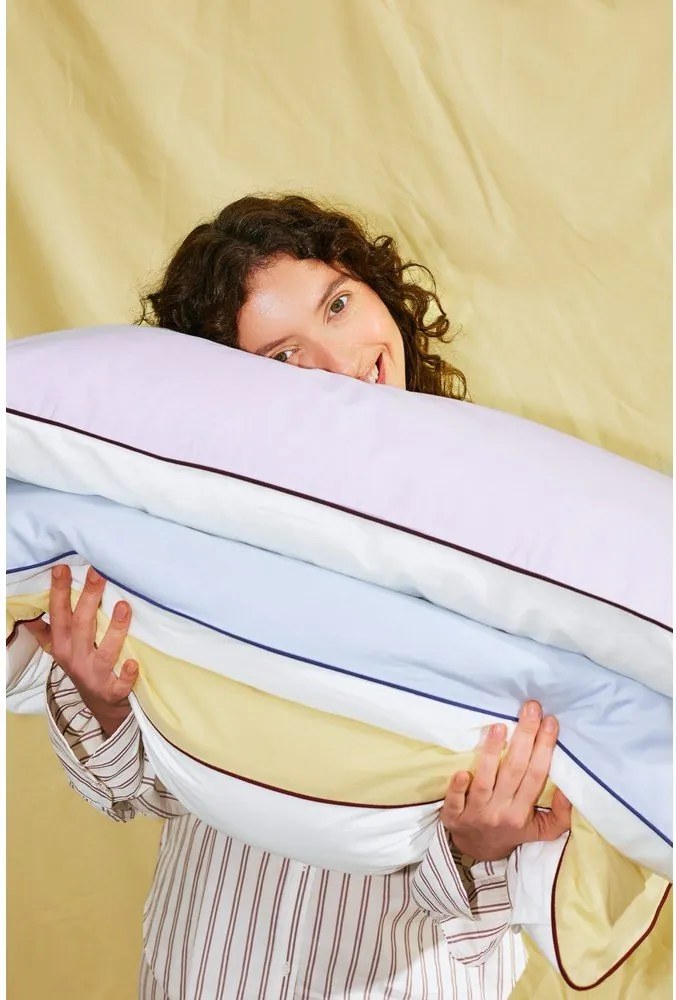 Двоен чаршаф за завивка от памучен сатен в цвят лавандула 200x200 cm Oba – noo.ma