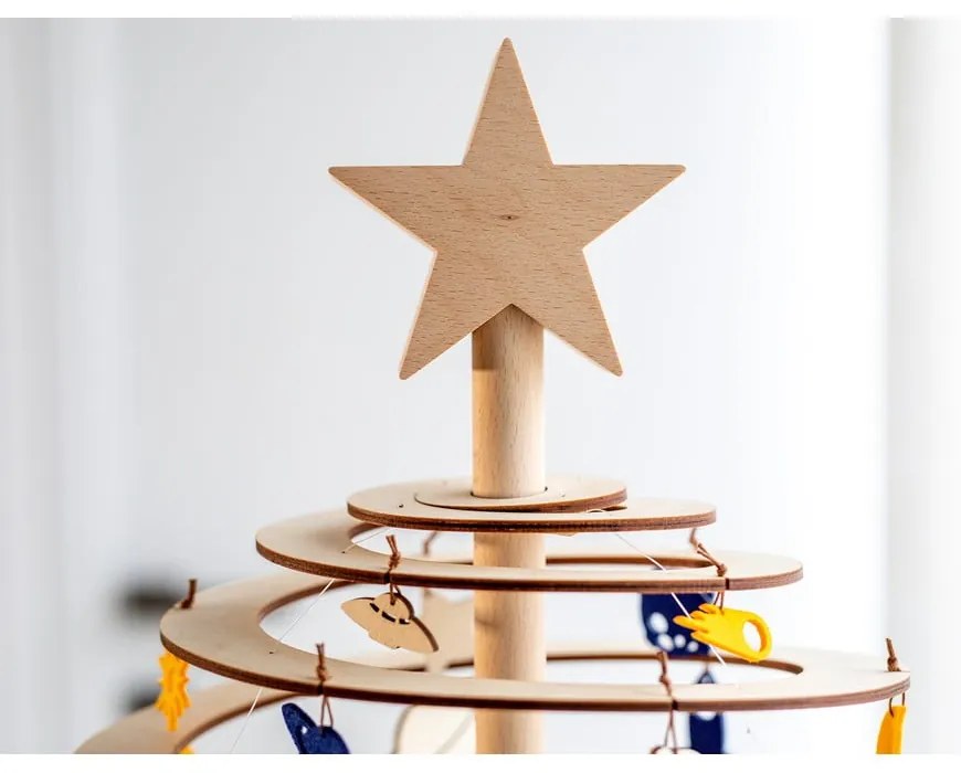 Дървена звезда за декоративна коледна елха Голяма - Spira