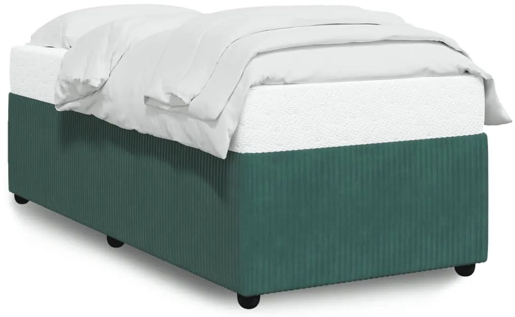 3284985 vidaXL Рамка за легло без матрак, тъмнозелена, 90x200 см, кадифе