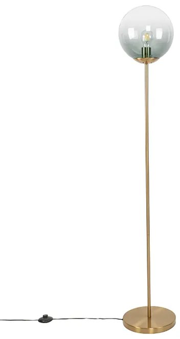 Подова лампа в стил Арт Деко месинг със зелено стъкло - Pallon