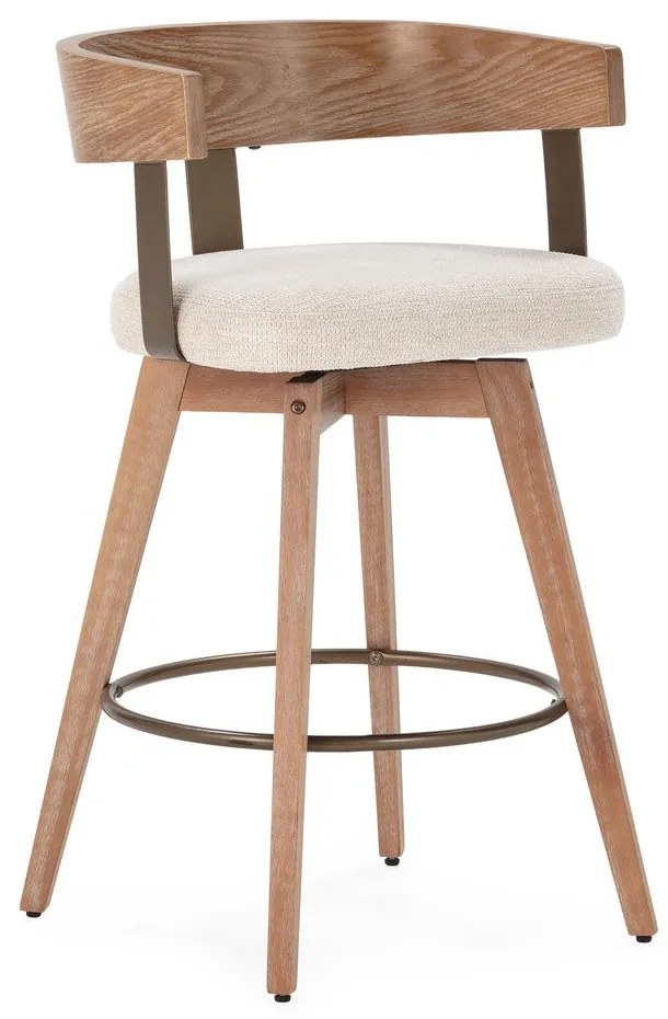 Кремави/в естествен цвят тапицирани бар столове в комплект с подлакътници 2 бр. Ilia – MOME