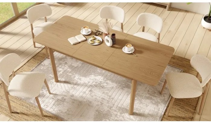 АЛДО Кремаво (тъкан Монза 90)/рамка лакиран дъб - ДЪРВЕН СТОЛ БУКЛЕ ЗА ДНЕВНА, ТРАПЕЗАРИЯ, КУХНЯ РЕТРО