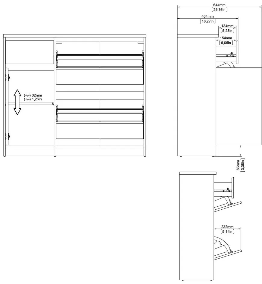 Накланяща се стойка за обувки от дъбов декор в естествен цвят 109x93x32 cm Naia – Tvilum