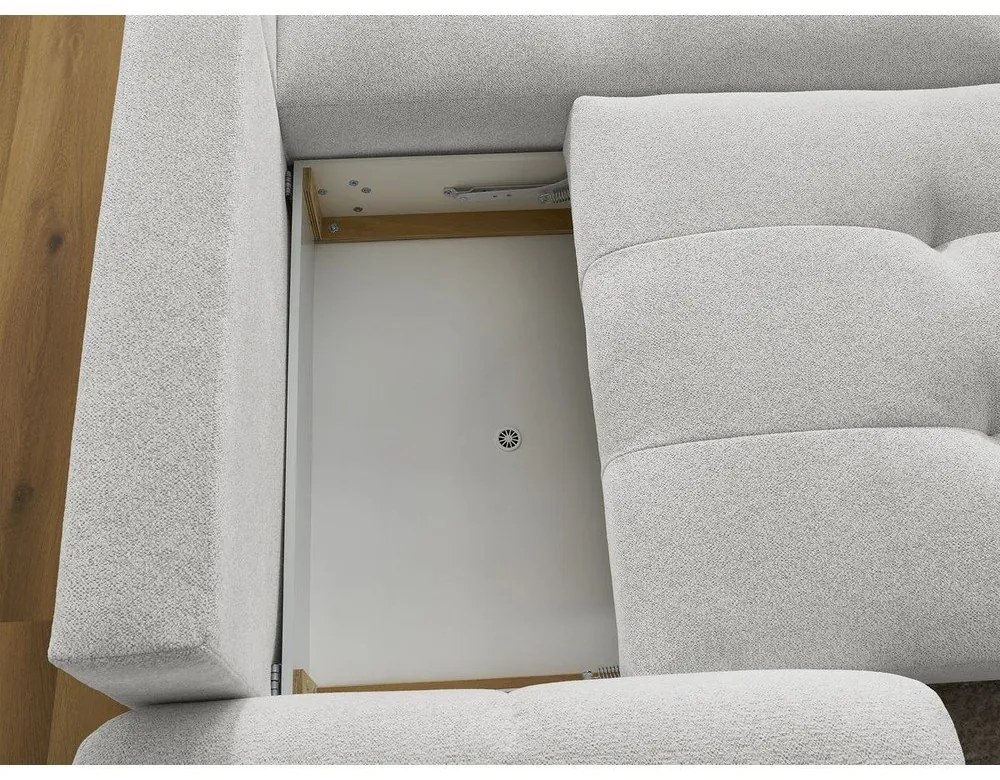 Светлосив шенилов сгъваем/с място за съхранение ъглов диван (десен ъгъл) Roxelane – Bobochic Paris