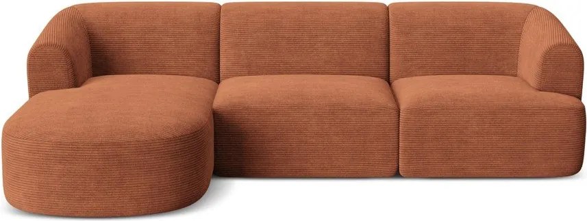 Теракотен ъглов диван от рипсено кадифе (ляв ъгъл) Campi – Cosmopolitan Design