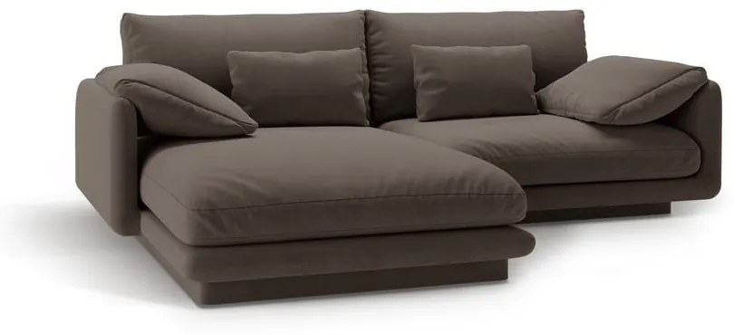 Кафяв кадифен ъглов диван (ляв ъгъл) Torino – Micadoni