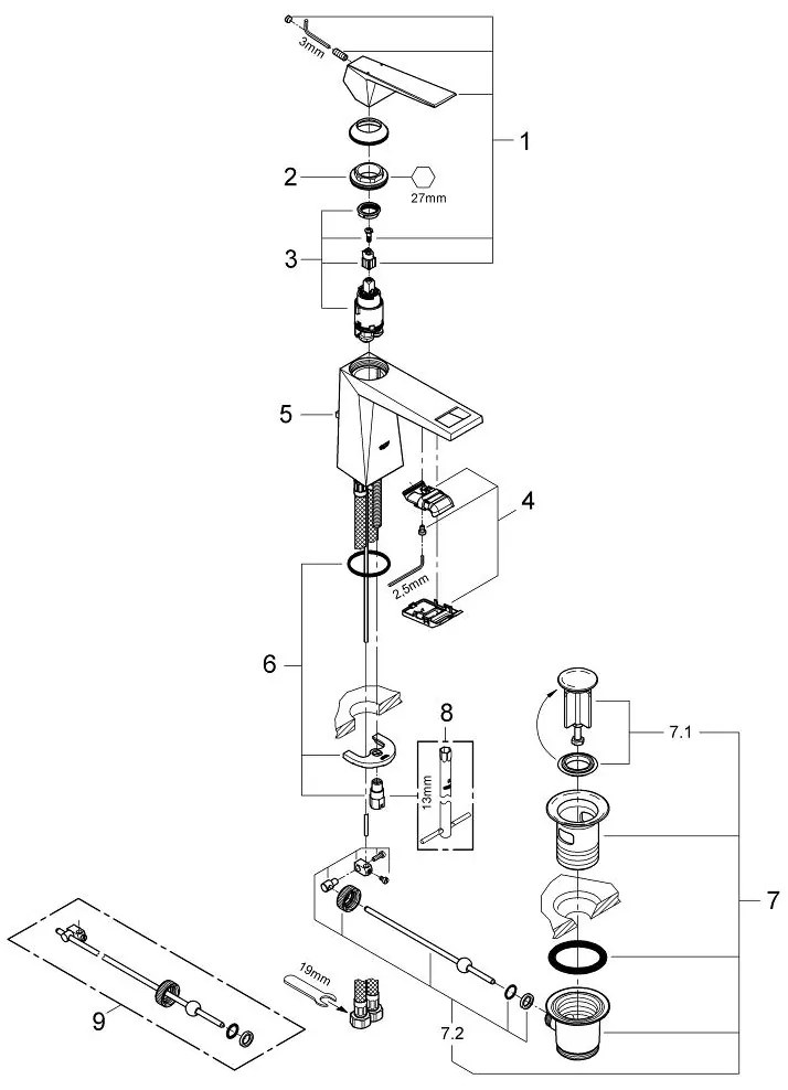Кран за тоалетна Grohe Allure Brilliant-Glossy silver