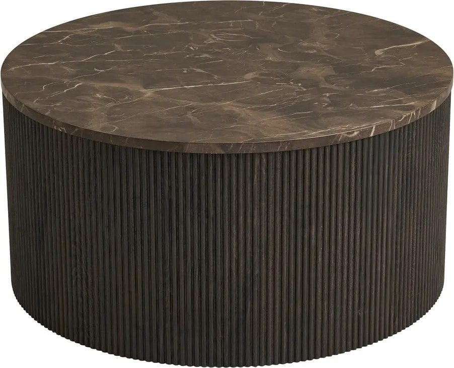 Тъмнокафява кръгла масичка за кафе с плот от имитация на мрамор ø 80 cm Rota – House Nordic