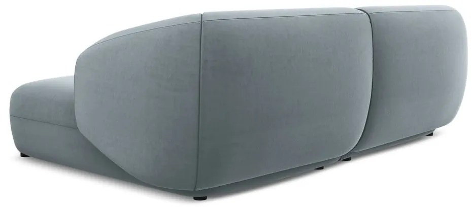 Светлосин кадифен ъглов диван (десен ъгъл) Moana – Makamii