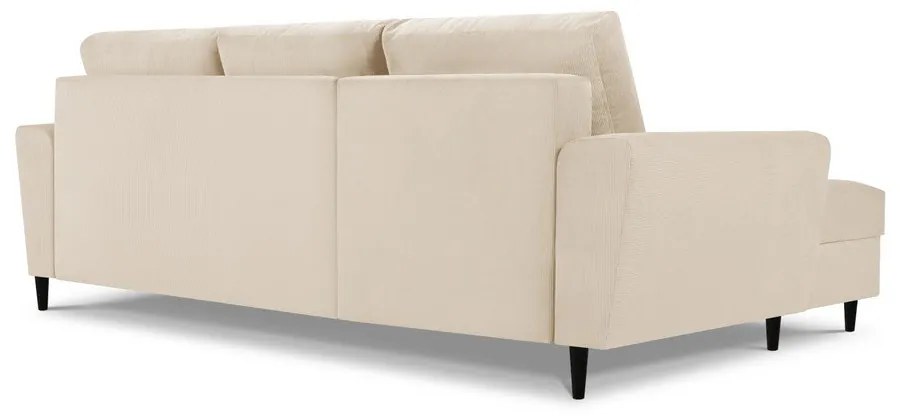 Бежов разтегателен ъглов диван с място за съхранение от рипсено кадифе (ляв ъгъл) Kyoto – Cosmopolitan Design