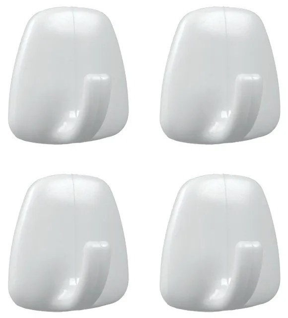 Бели пластмасови комплект куки 4 бр. без пробиване – Metaltex