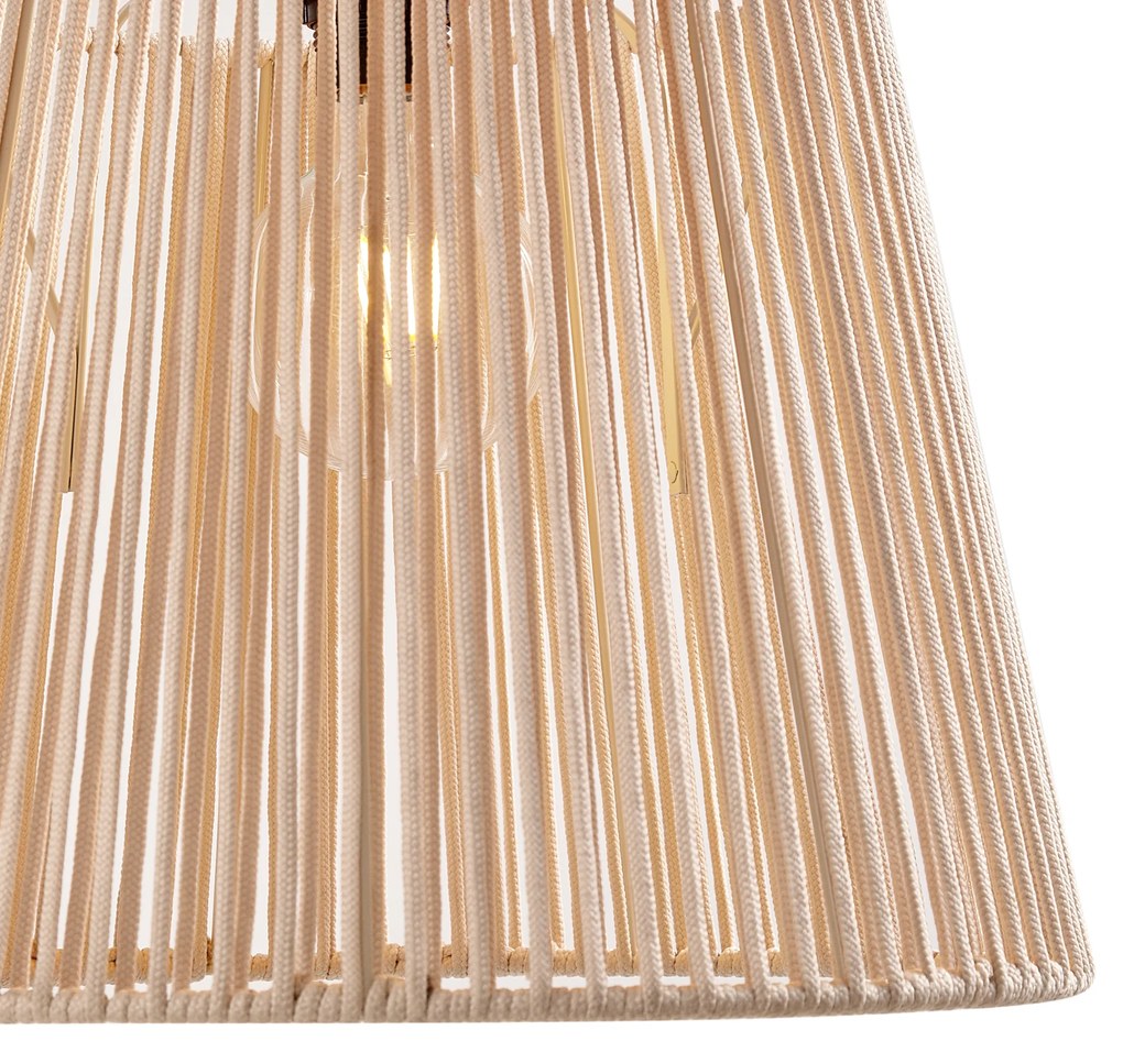 Външна висяща лампа черна с бежов въжен абажур IP44 - Cava Jayla