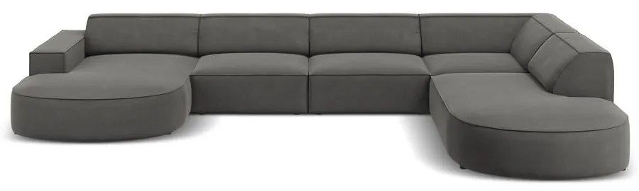 Ъглов диван от сиво кадифе (десен ъгъл) Jodie - Micadoni Home