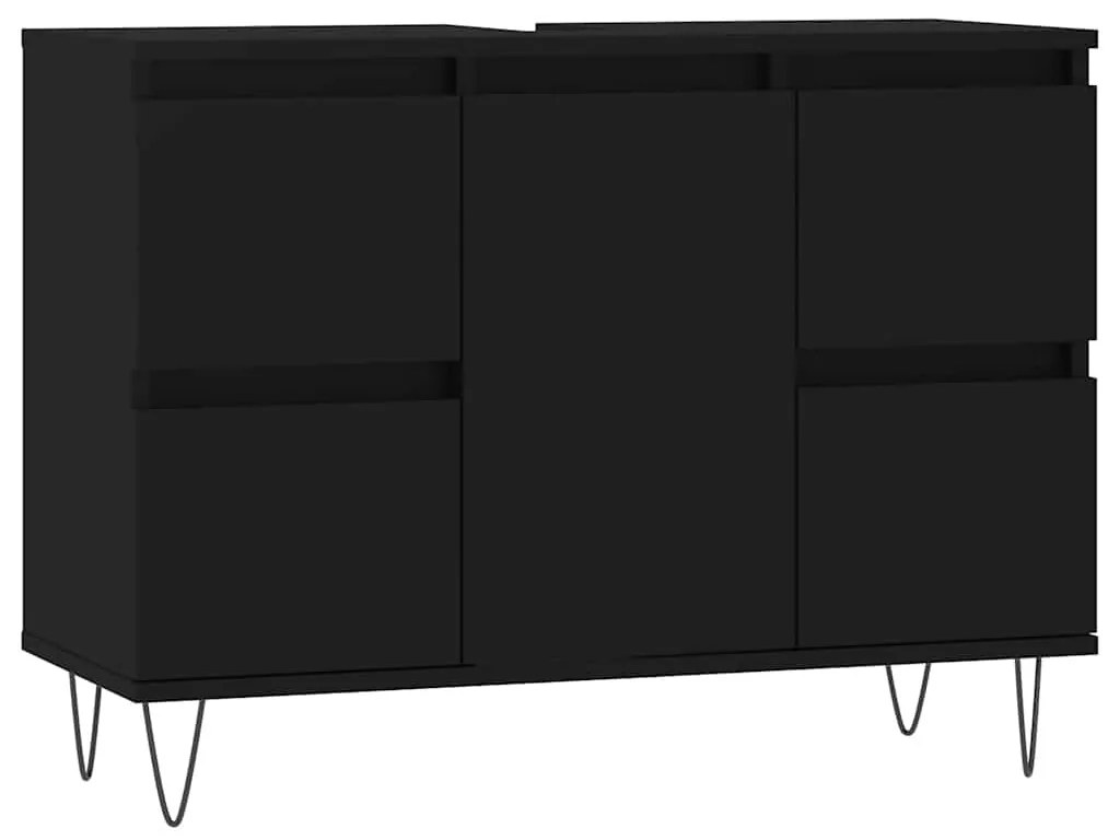 831653 vidaXL Шкаф за баня, черен, 80x33x60 см, инженерно дърво