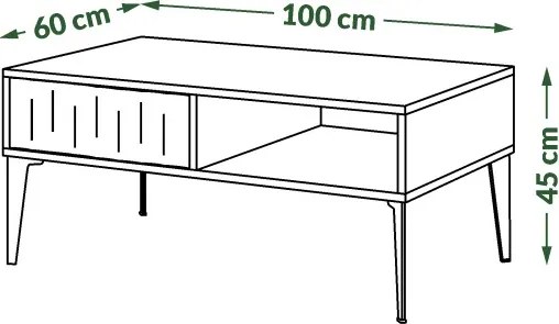 Холна маса РИМИНИ С-100 Елегантен Орех/Черно - МОДЕРНА ХОЛНА МАСА С ЧЕКЧЕДЖЕ/РАФТ И НАБРАЗДЕНИ ФРОНТОВЕ