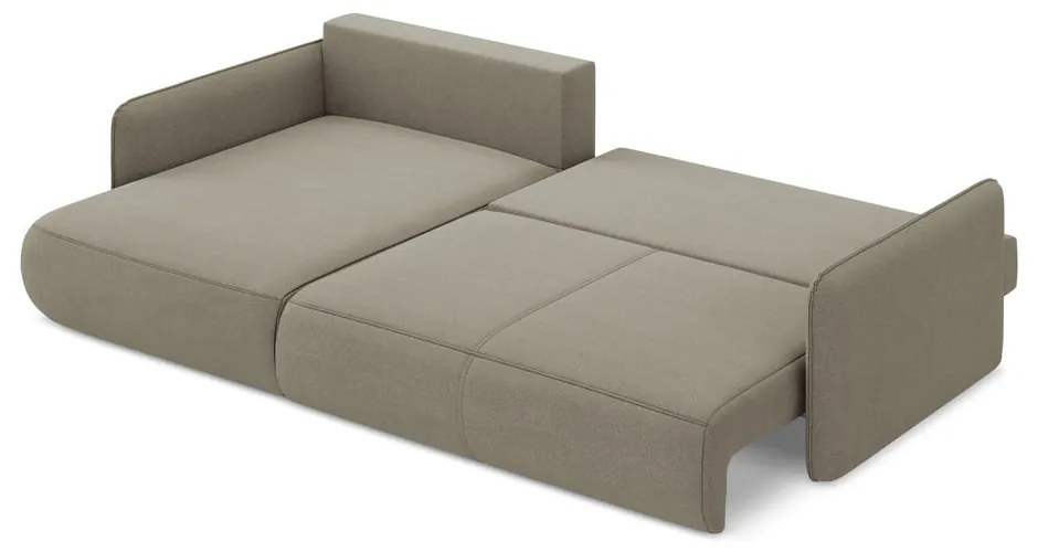 Бежов разтегателен ъглов диван с място за съхранение (ляв ъгъл) Nanea – Makamii