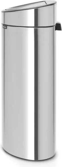 Кош за боклук Brabantia Touch Bin New 649734, 40 л, Безшумно и плавно затваряне, Плосък гръб, Устойчив на пръстови отпечатъци, Инокс/мат