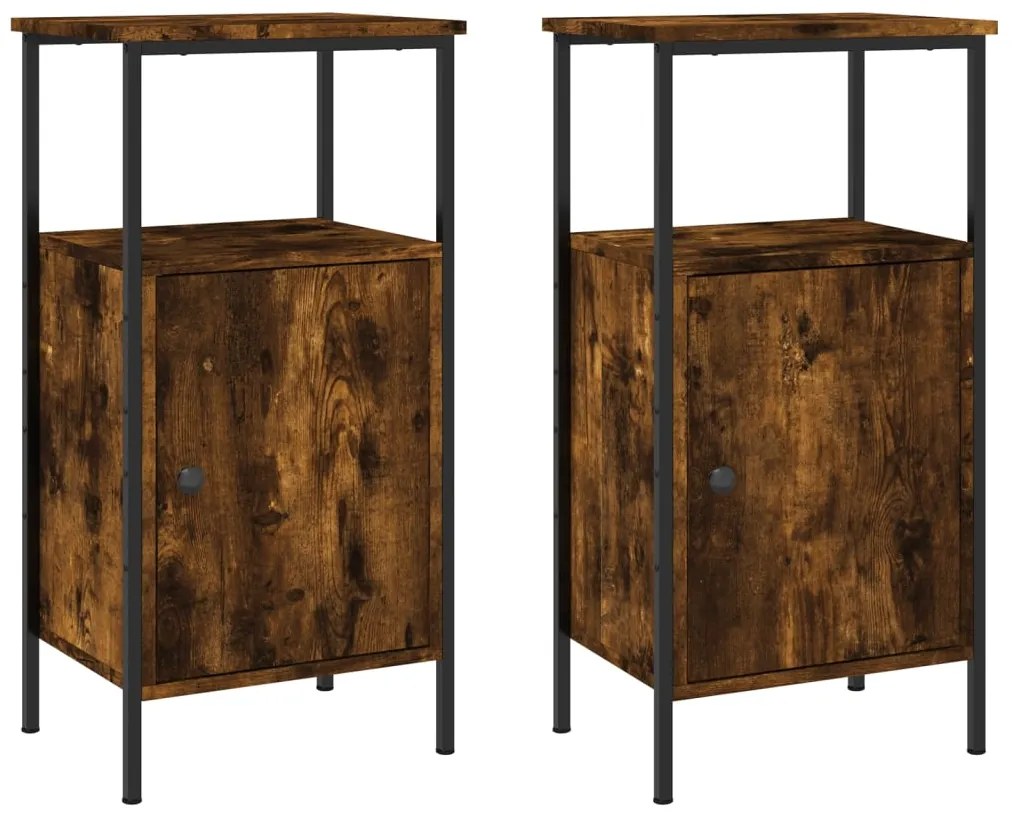 825928 vidaXL Нощни шкафчета, опушен дъб, 41x31x80 см, инженерно дърво