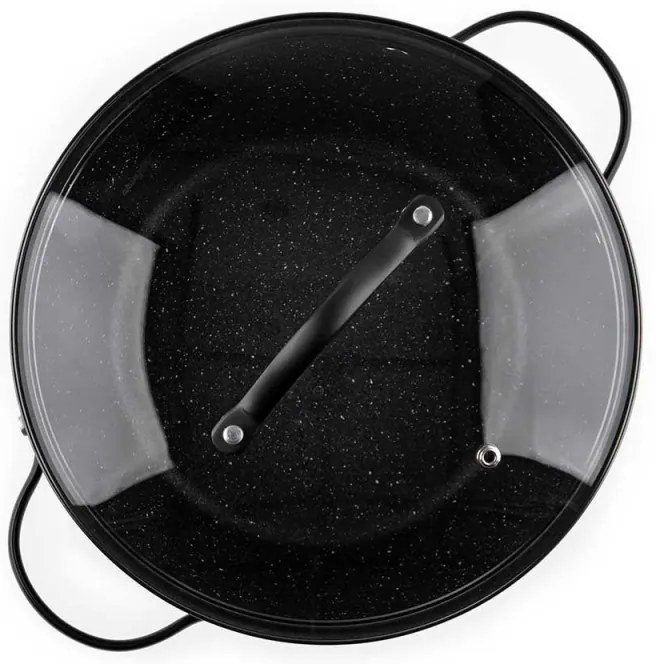 Тенджера Luigi Ferrero Symphony FR-2410, 24x11.5 см, 4.3 л, Незалепващо покритие, Стъклен капак с отвор за пара, Стоманени дръжки с PVD, Индукция, Черен мрамор