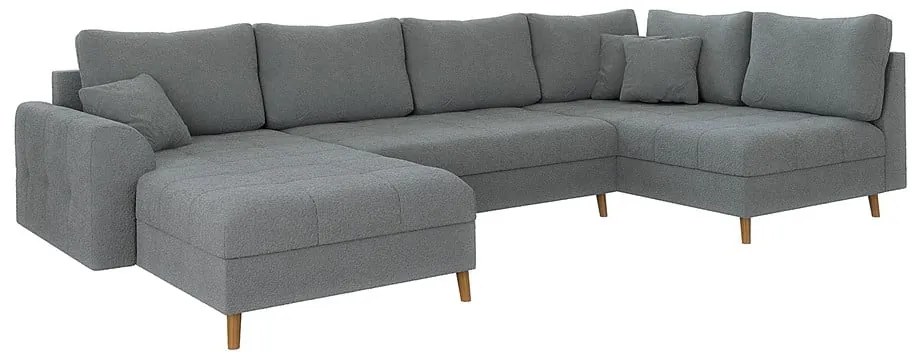 Сив ъглов диван от плат букле (ляв ъгъл/"U" форма) Ariella – Ropez