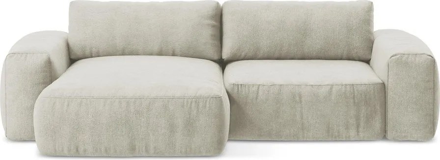 Бежов шенилов сгъваем ъглов диван (ляв ъгъл) Kuki – Makamii