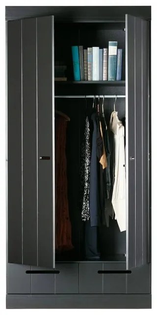 Гардероб от черен бор 94x195 cm Connect - WOOOD