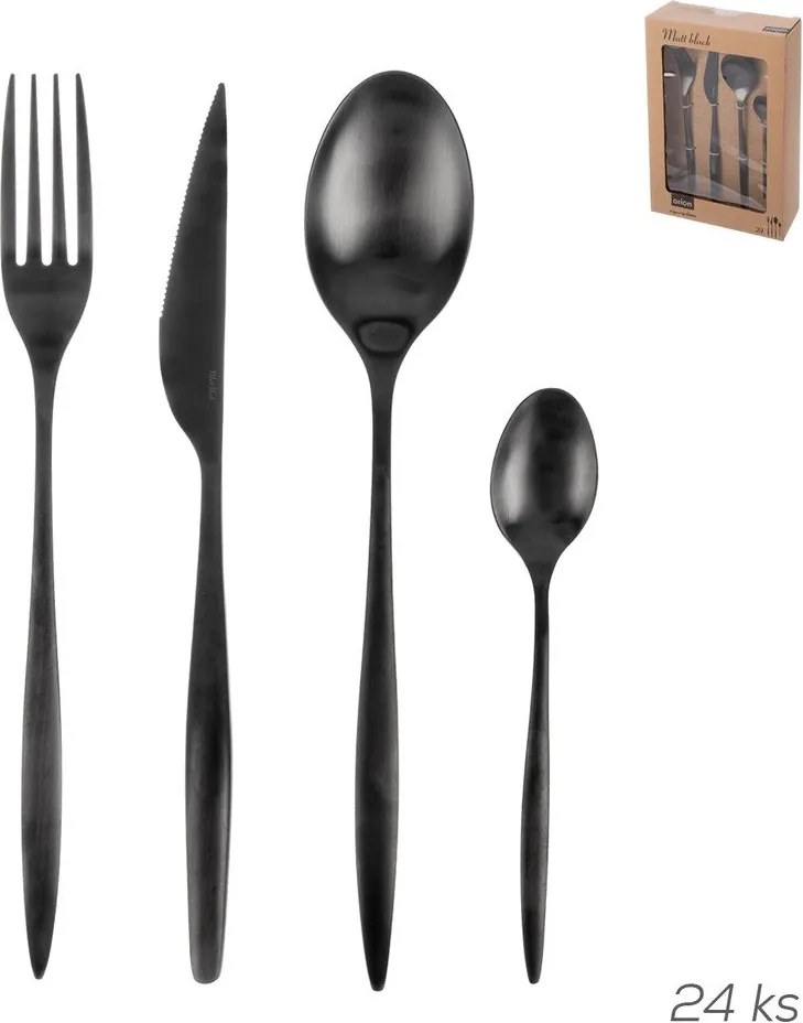 Черен прибори за хранене от неръждаема стомана 24 бр. – Orion