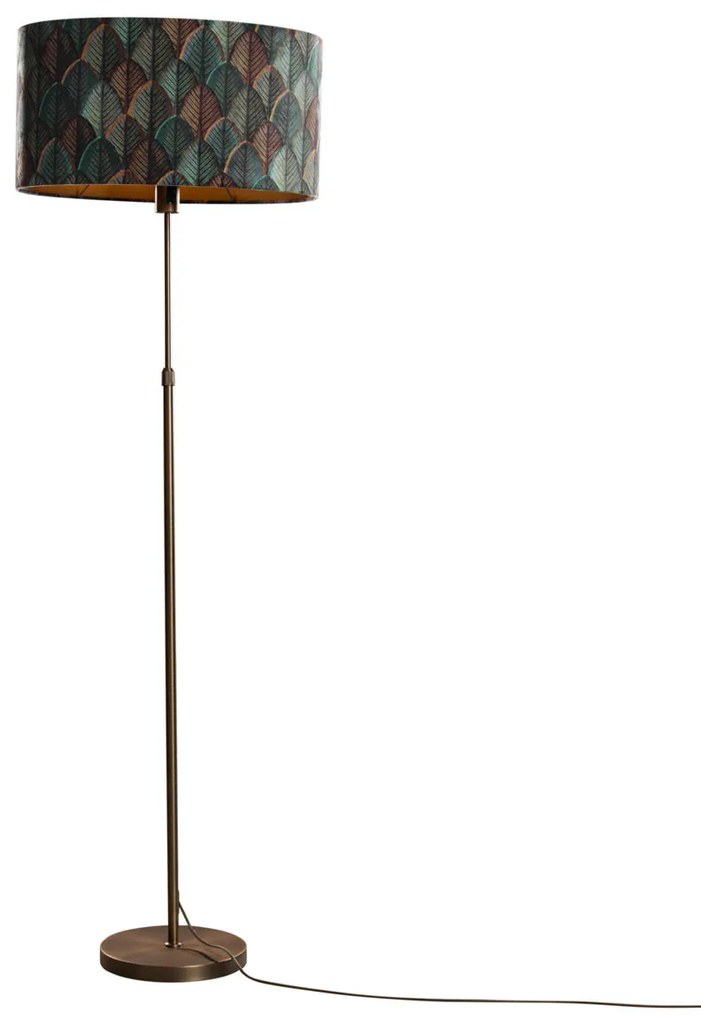 Vloerlamp brons met ovale velours kap blad design 50cm - Parte