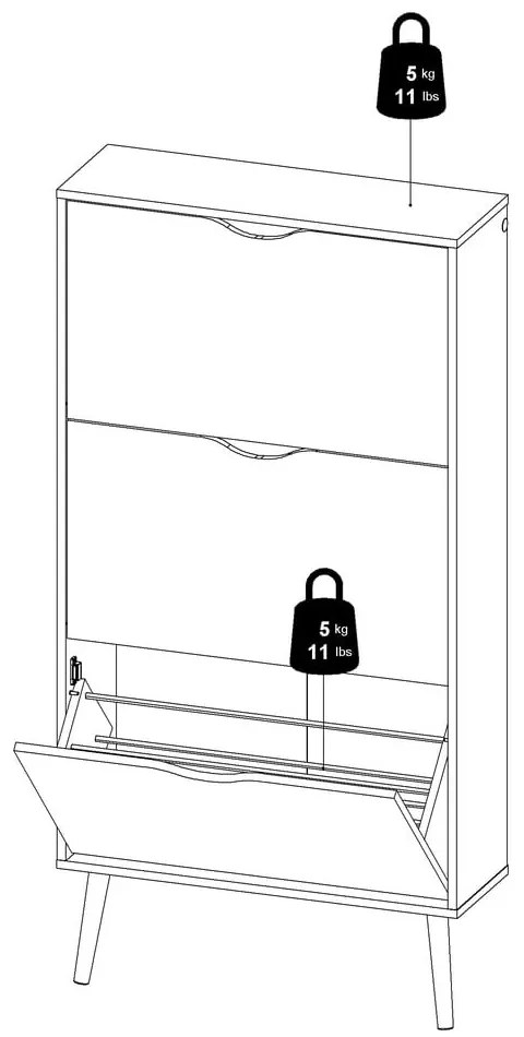 Шкаф за обувки в дъбов декор Oslo - Tvilum