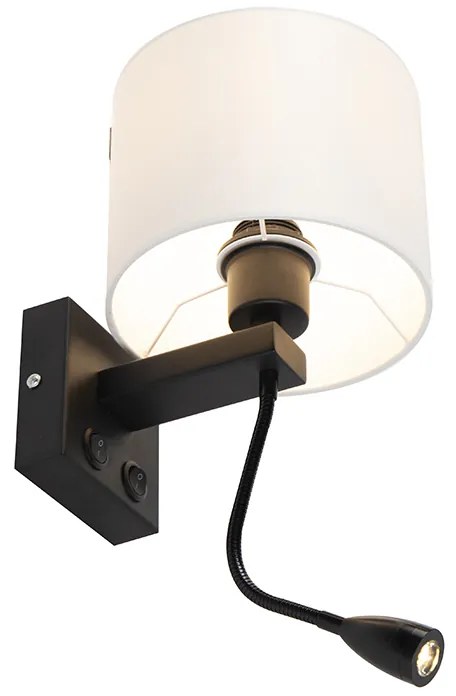 Модерна стенна лампа черна с бял абажур - Brescia