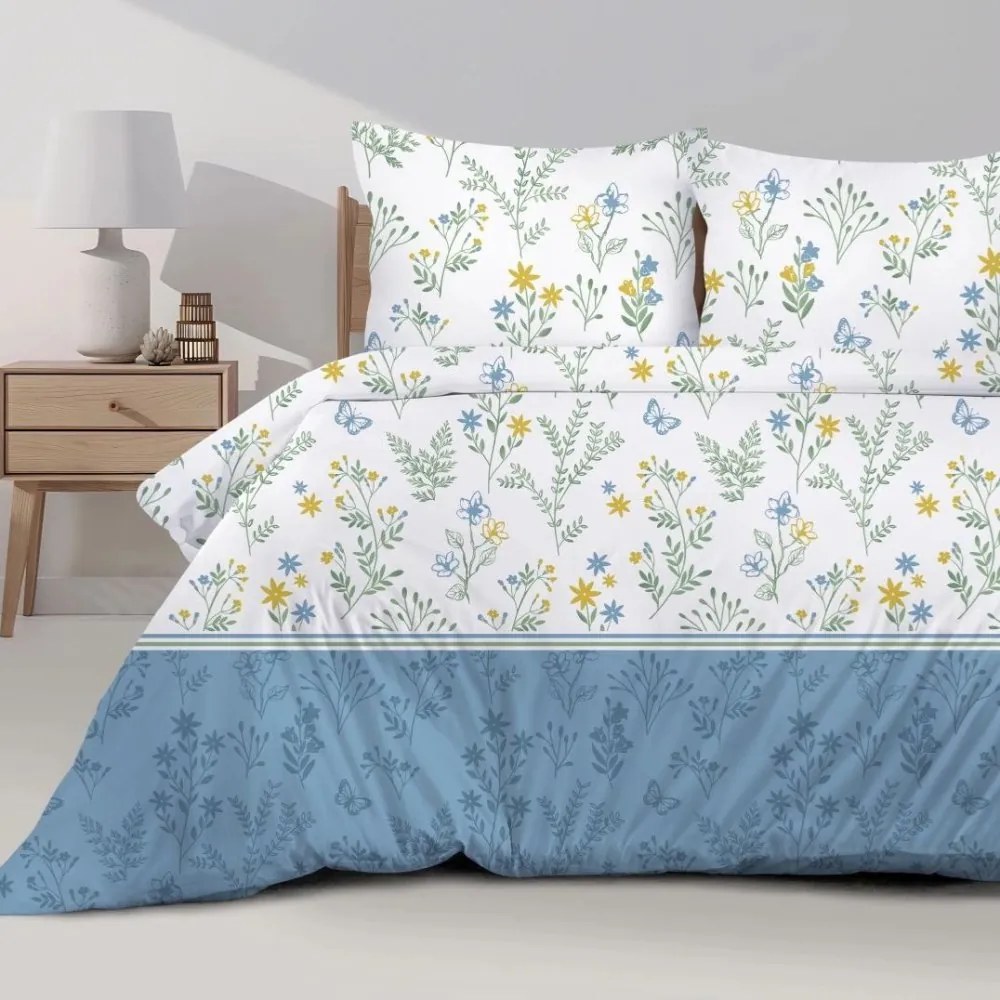 Премиум памучно спално бельо цветя от ливада Ширина: 160 см | Дължина: 200 см