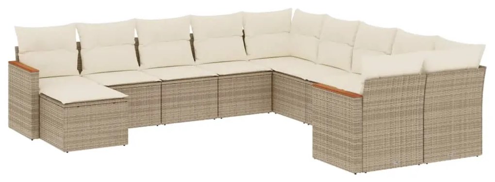 3258971 vidaXL Градински диван с възглавници, 11 части, бежов полиратан
