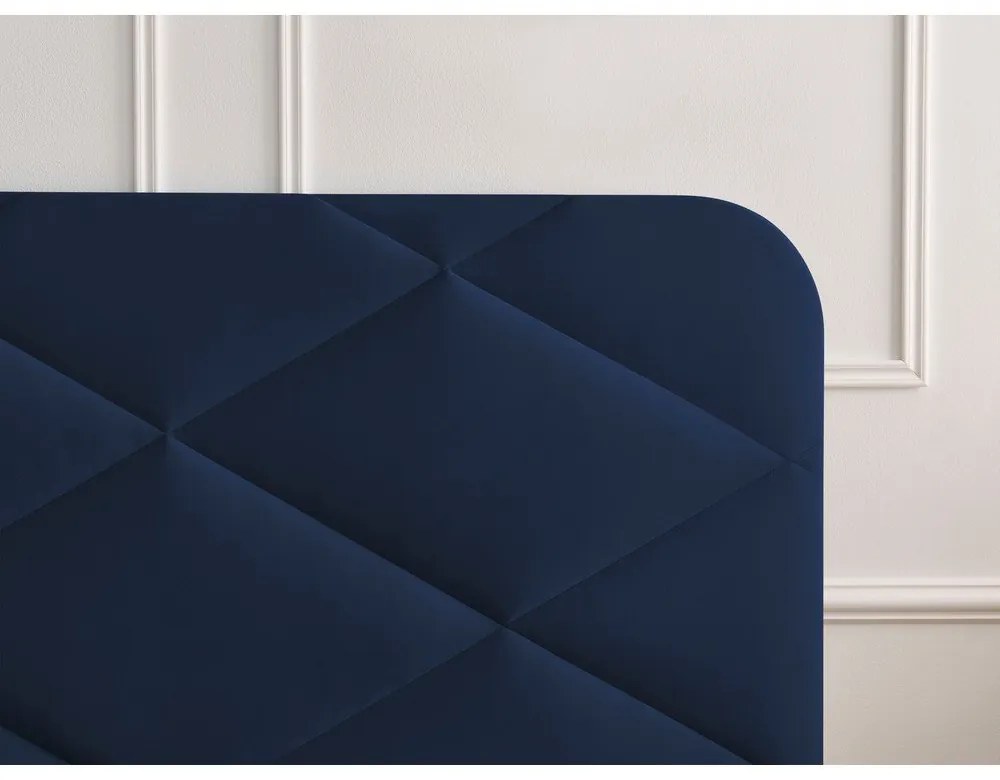 Тъмносиньо тапицирано двойно легло с включена подматрачна рамка 160x200 cm Prune – Bobochic Paris