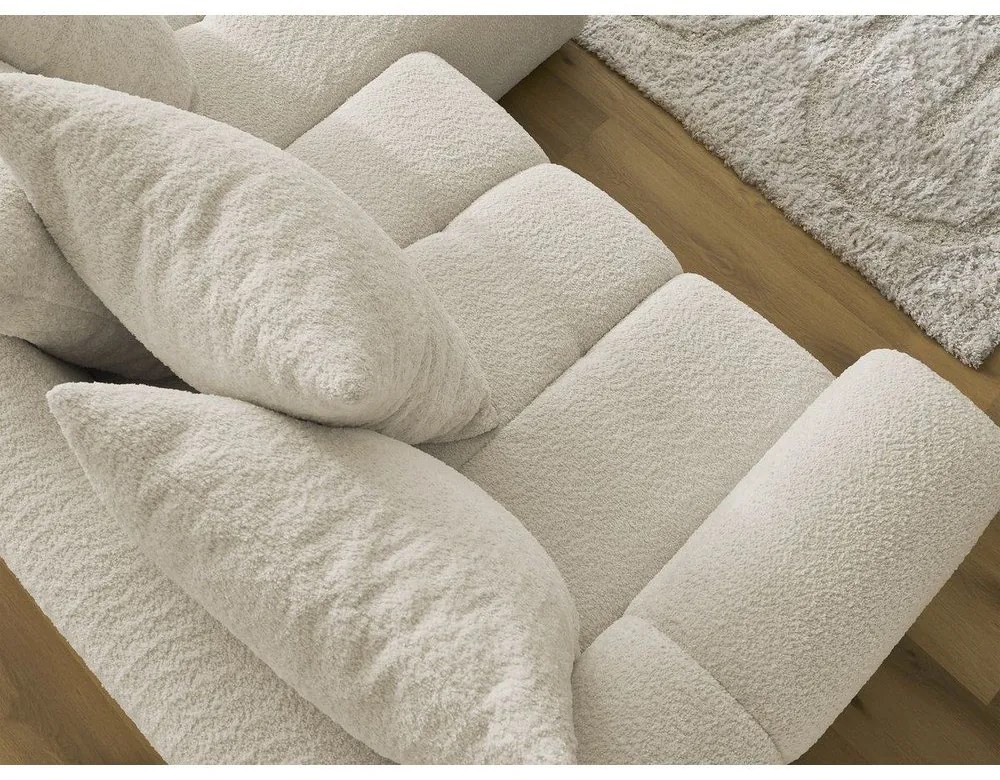 Бежов разтегателен ъглов диван с място за съхранение от букле (десен ъгъл) Roxelane – Bobochic Paris