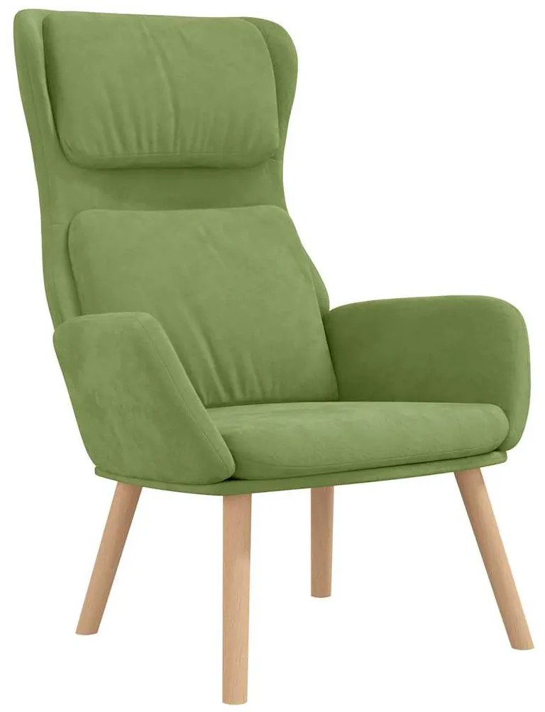 341354 vidaXL Релакс стол, светлозелен, кадифе