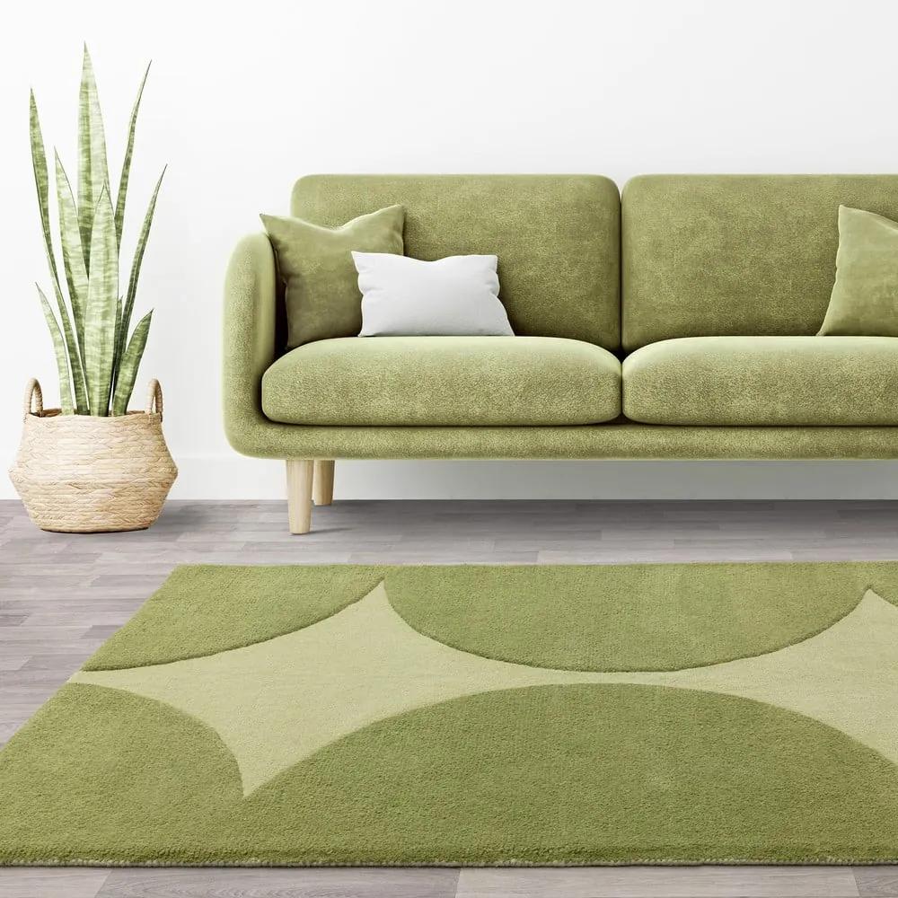 Зелен ръчно изработен вълнен килим 160x230 cm Canvas – Asiatic Carpets