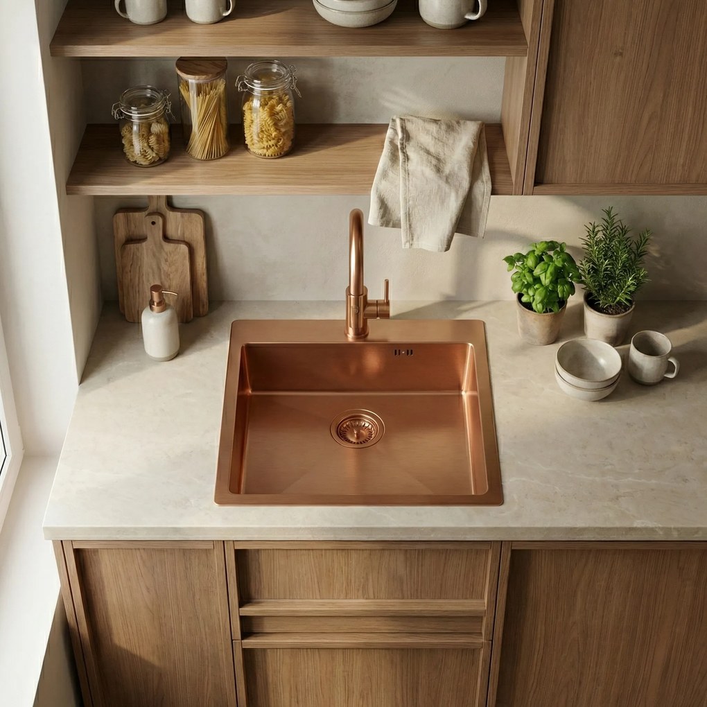 Стоманена мивка Leo 50 BRUSH COPPER