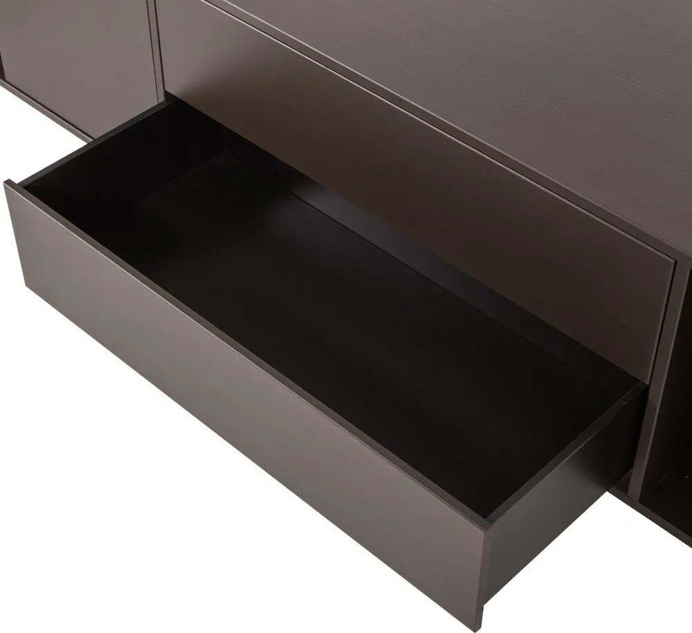 Тъмнокафява маса за телевизор от масивен бор 200x45x44 cm Settle Down – vtwonen