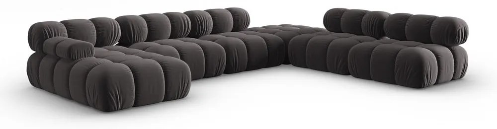 Тъмносив кадифен диван 379 cm Bellis - Micadoni Home