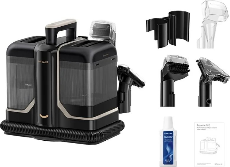 Прахосмукачка за пране на килими и тапицерия Dreame N10, 450W, 12000 Pa, 1.6/0.75 л, Почистване с гореща вода до 60°C, Самопочистване, Черен