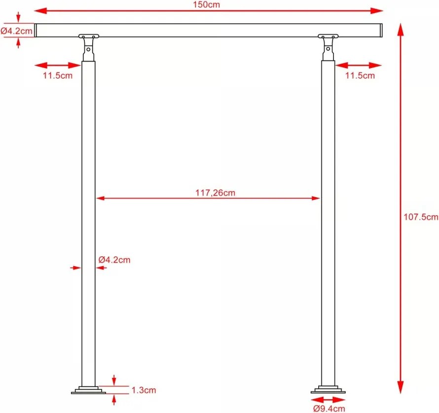 Стълбищен парапет от неръждаема стомана без стъпала dĺžka 80 cm